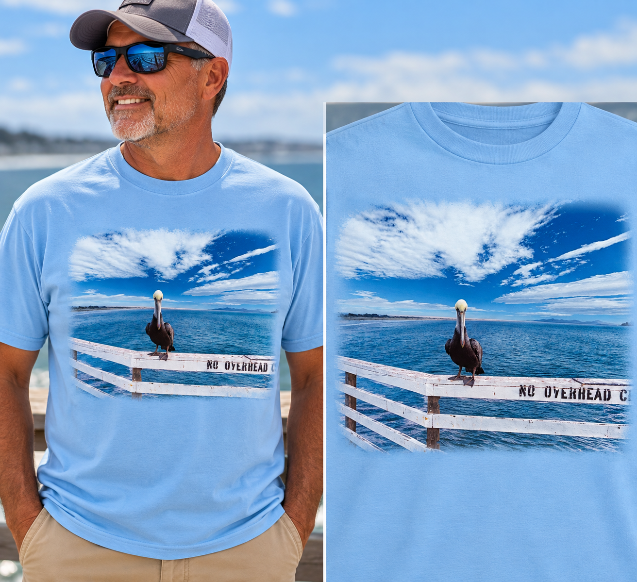 Pelican on the Pier Light Blue T-Shirt
